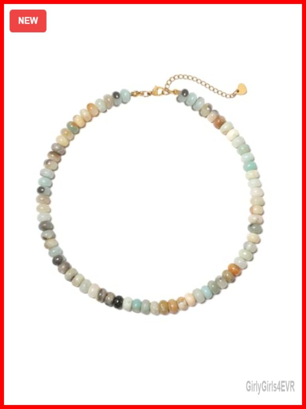 Natural Amazonite Choker Necklace - Boho Adjustable Stone Bead Jewelry